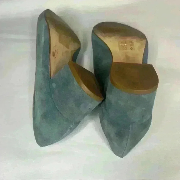 Madewell The Raquel Suede Heel Pump Blue Green Size 7 - Picture 6 of 8